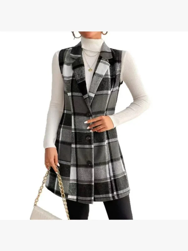 Plaid Sleeveless Vest - Image 4