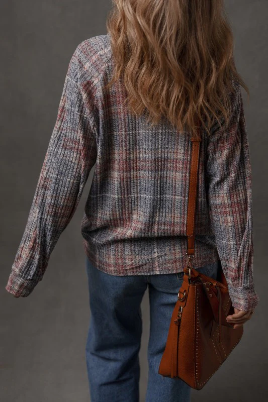 Plaid Textured Button-Up Chest Pocket Shirt - Image 3