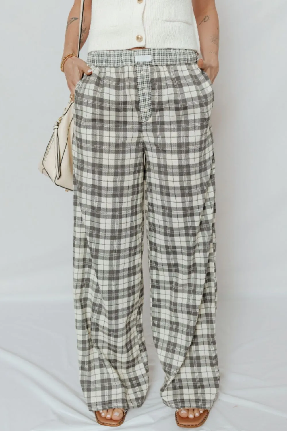 Plaid Wide Leg Pants - Image 3