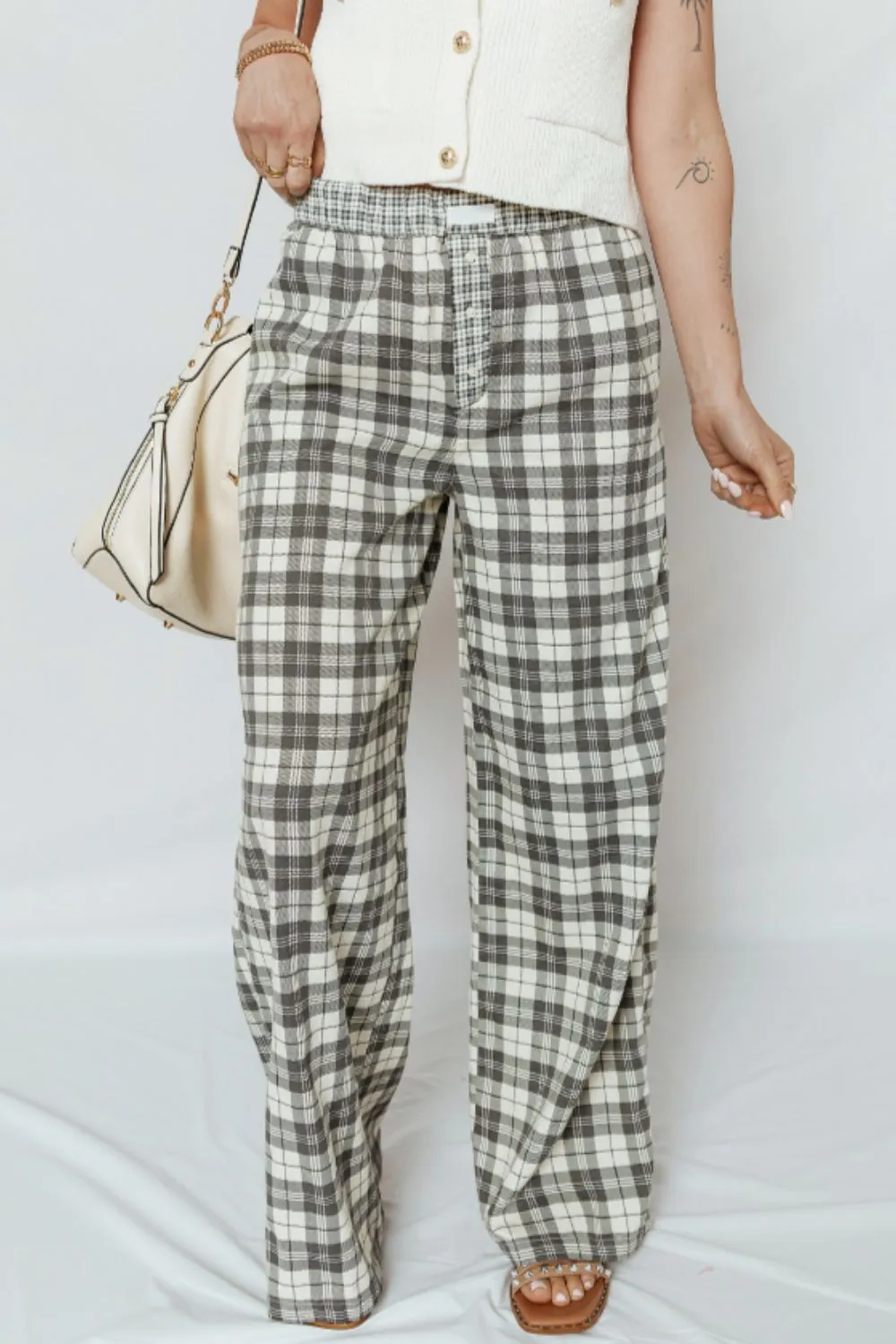 Plaid Wide Leg Pants - Image 4