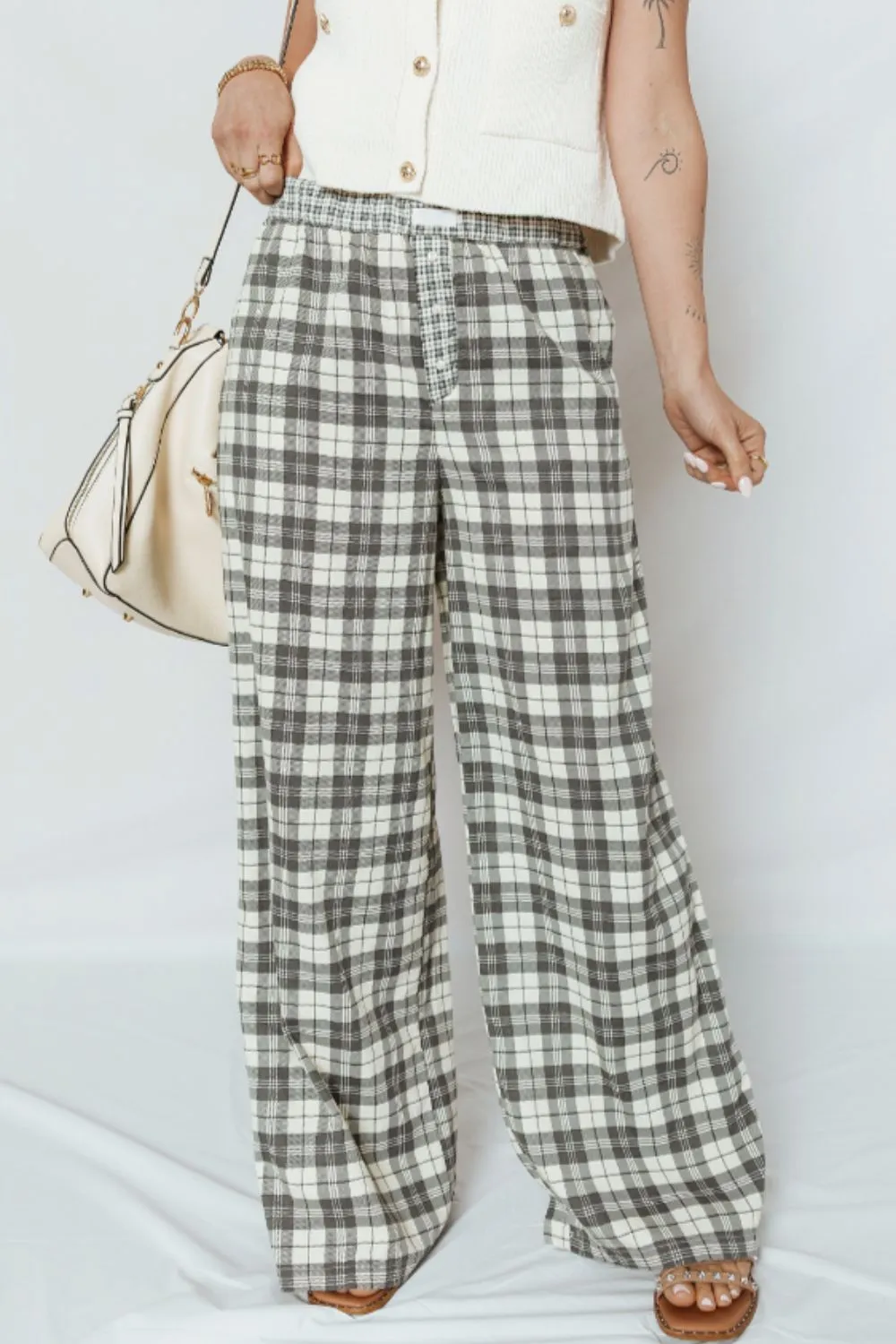 Plaid Wide Leg Pants - Image 5