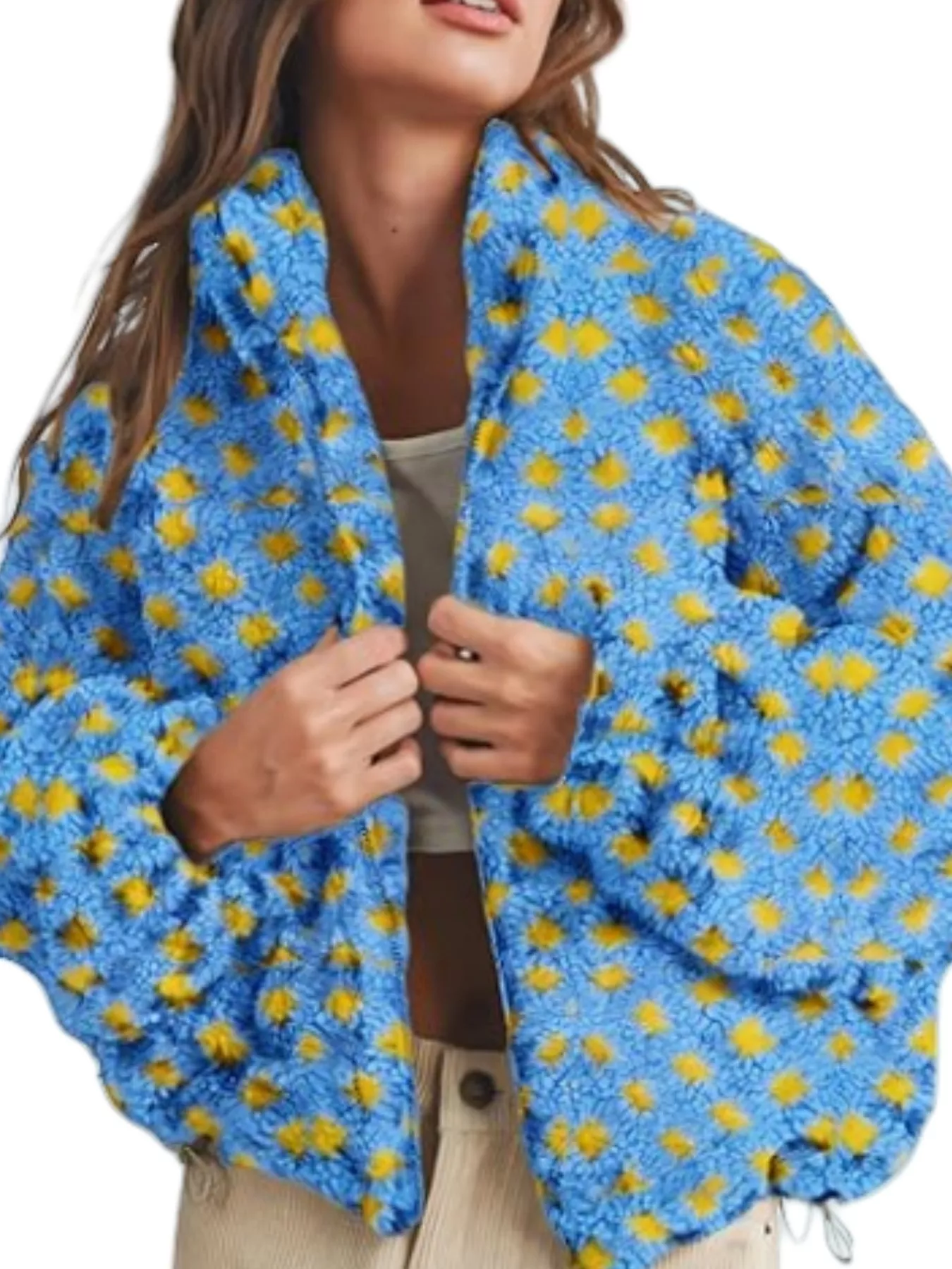 Plaid Zip Up Sherpa Jacket - Image 10