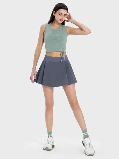 Pleated Detail Mid-Rise Waist Active Skirt - Image 6