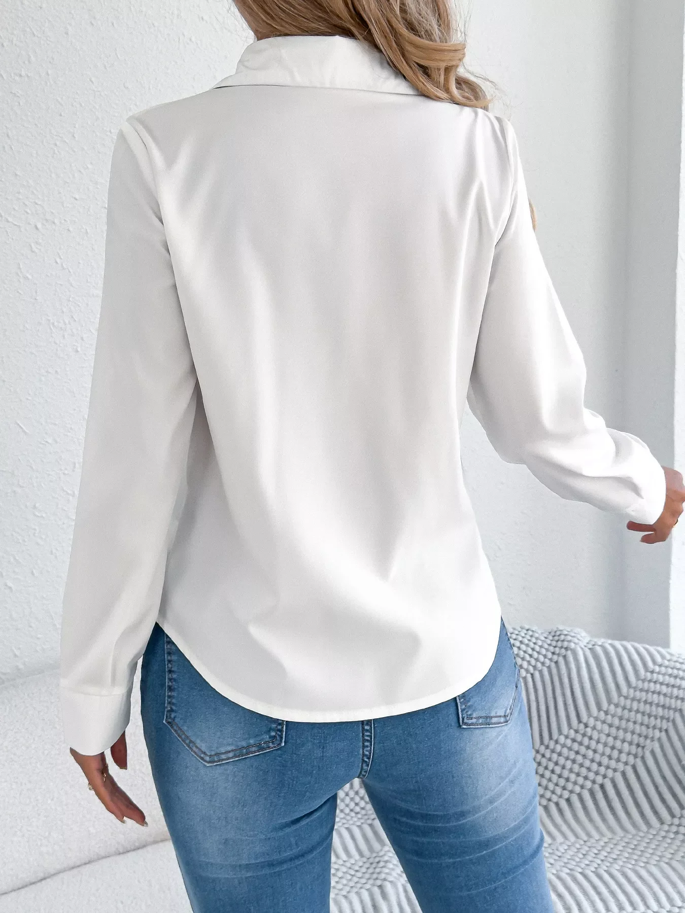 Pleated Front Long Sleeve Shirt - Image 10