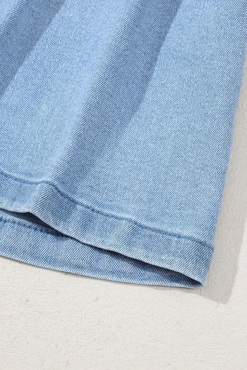 Pleated Patchwork Panel Lightweight Denim Shorts - Image 11