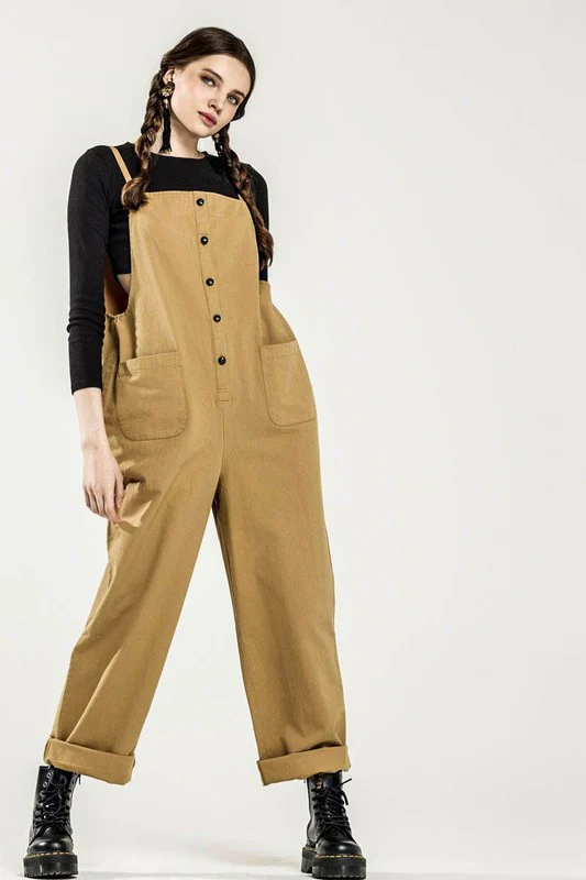 Plus Button Down Sleeveless Overall Jumpsuit
