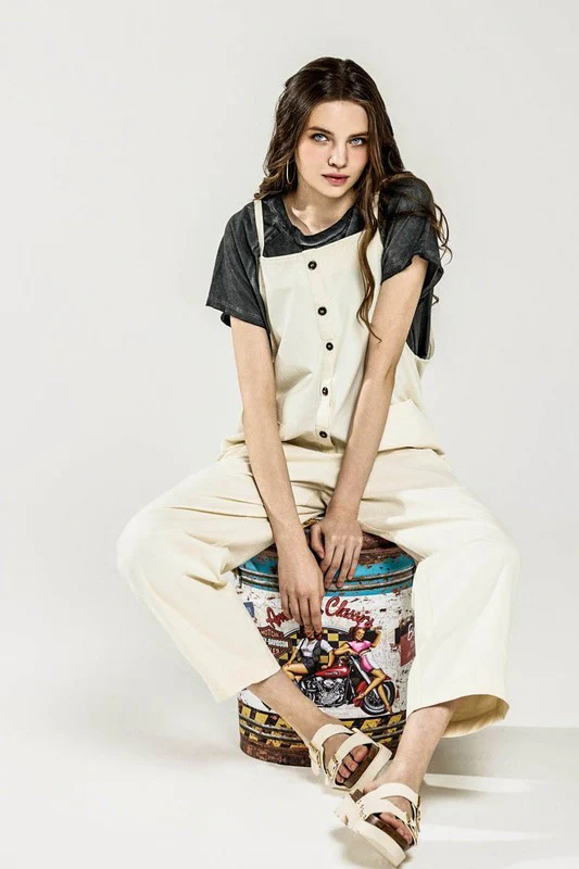 Plus Button Down Sleeveless Overall Jumpsuit - Image 6