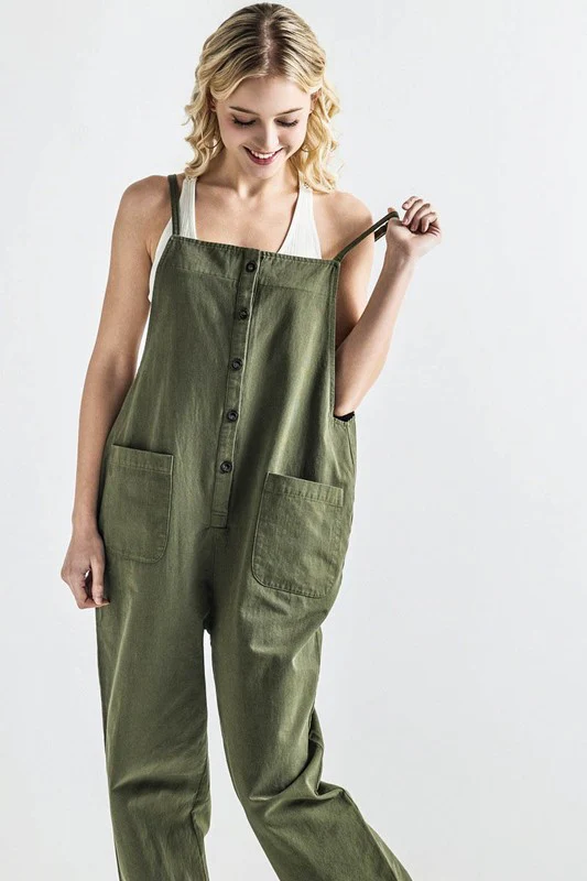 Plus Button Down Sleeveless Overall Jumpsuit - Image 9