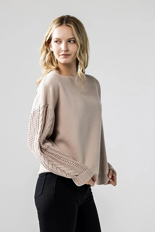 Plus Cozy Solid Body Contrast Cable Knit Sweater - Image 12
