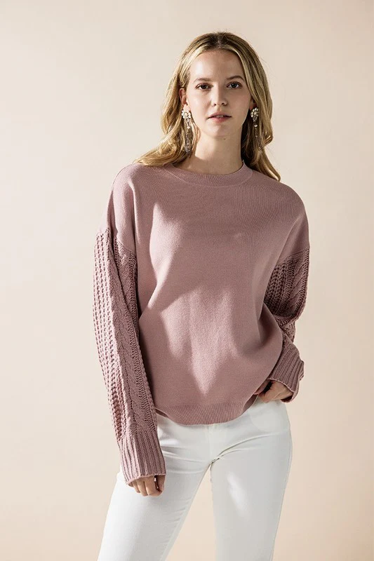 Plus Cozy Solid Body Contrast Cable Knit Sweater - Image 18
