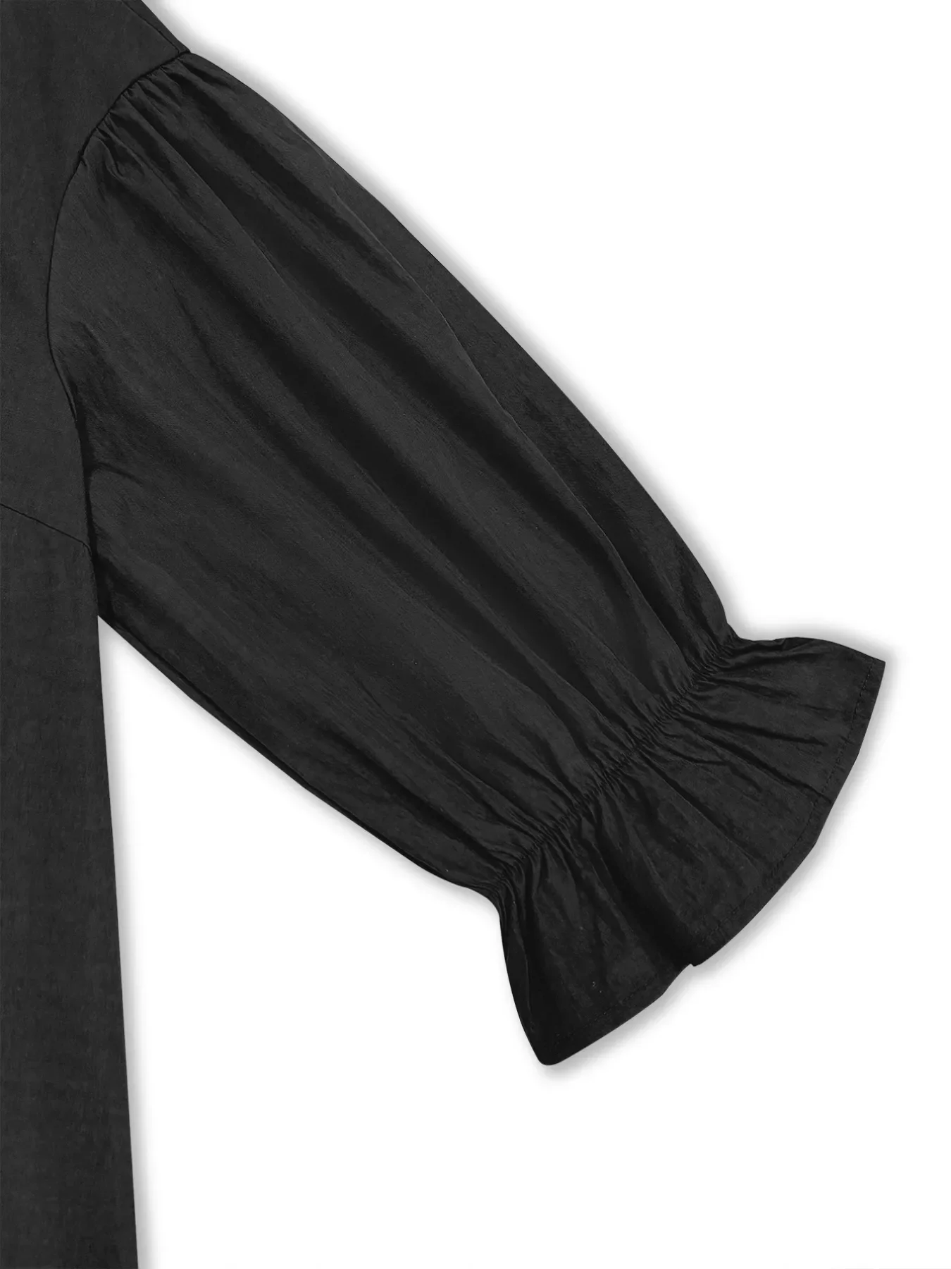 Plus Size Button Front Puff Sleeve Shirt Dress - Image 7