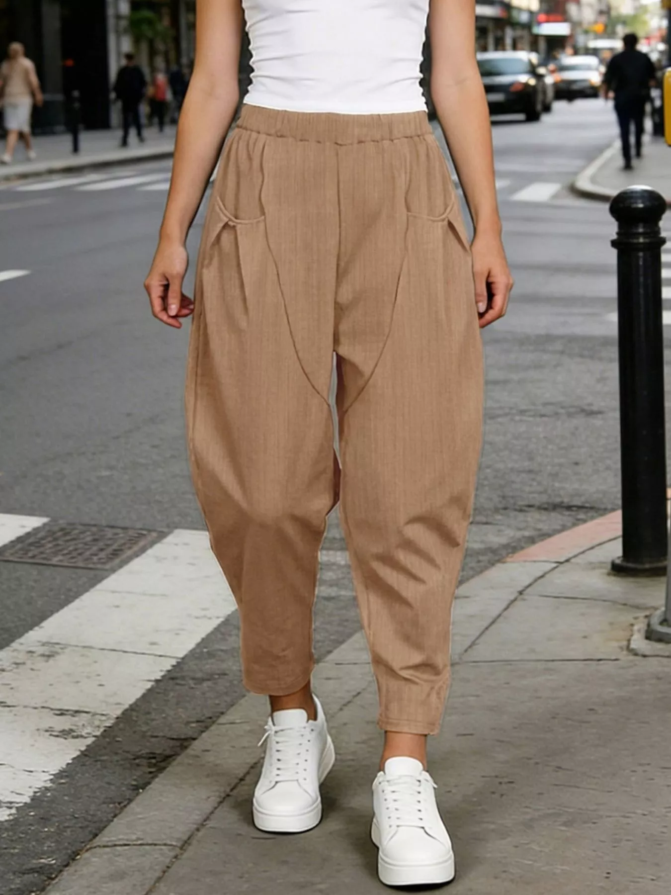 Plus Size Casual Elastic Waist Harem Pants - Image 2