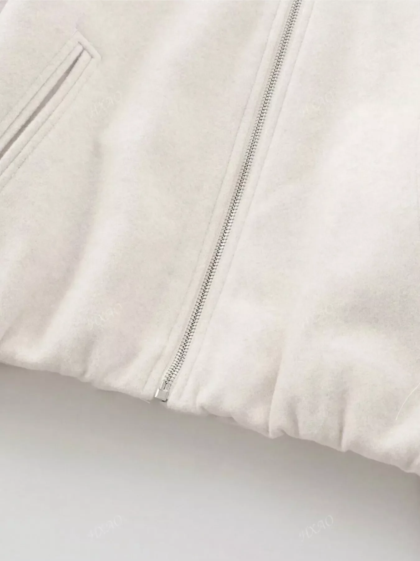 Plus Size Casual Fleece Zip-Up Bomber Jacket - Image 5