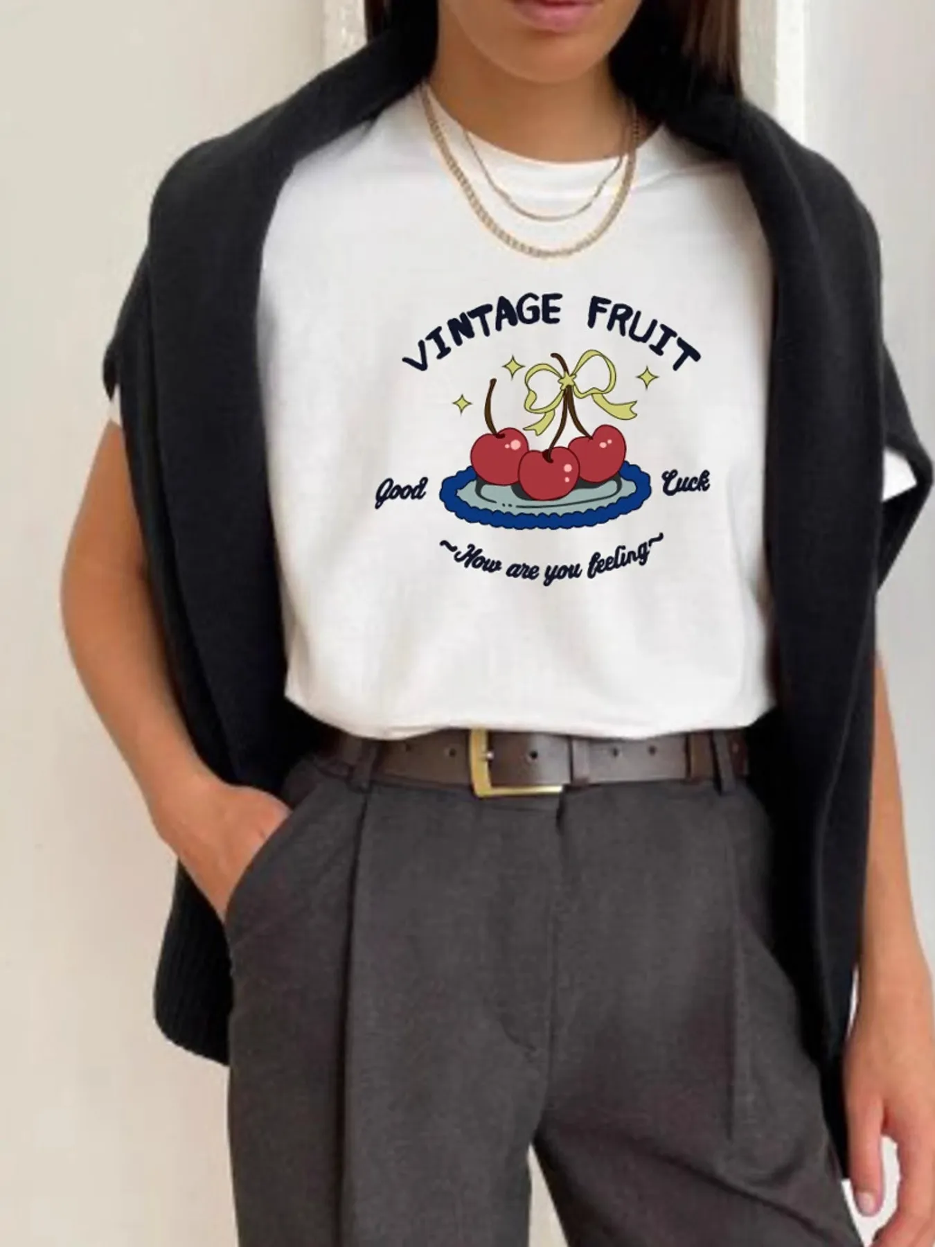 Plus Size Fruit Graphic Round Neck T-Shirt - Image 2