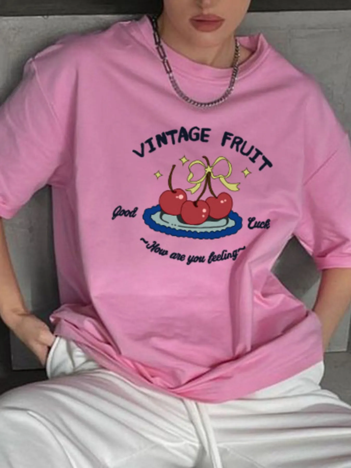 Plus Size Fruit Graphic Round Neck T-Shirt - Image 6
