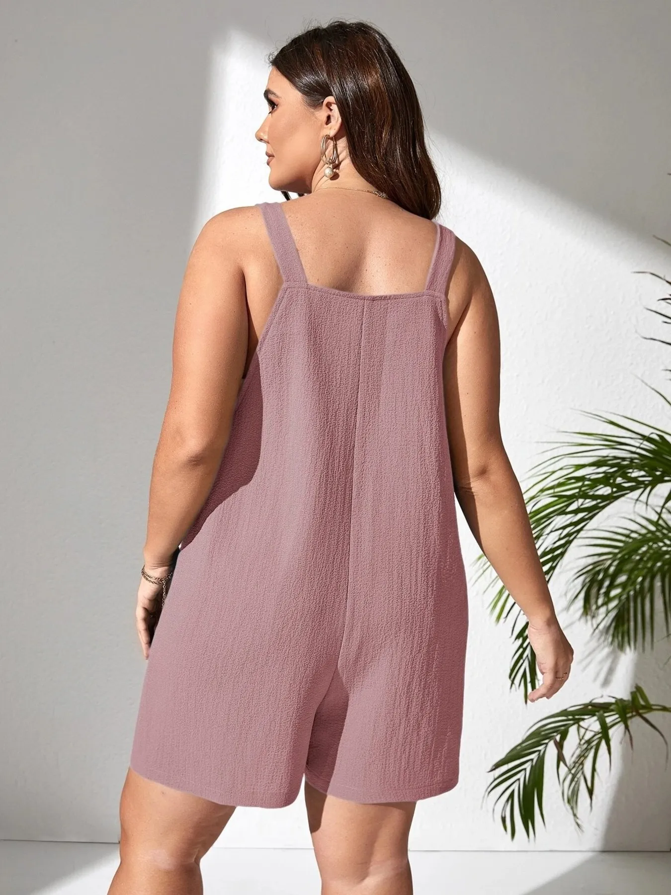 Plus Size Knotted Strap Romper with Pockets - Image 5