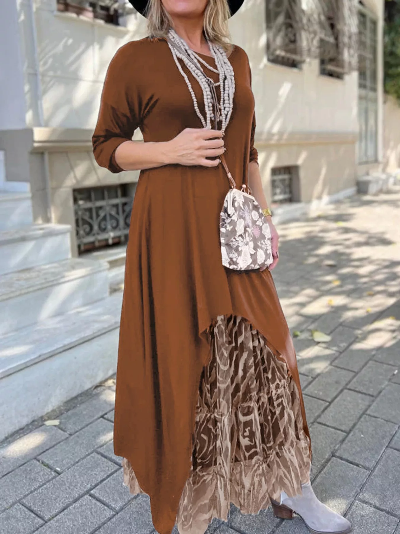 Plus Size Leopard Print Asymmetrical Hem Midi Dress - Image 2