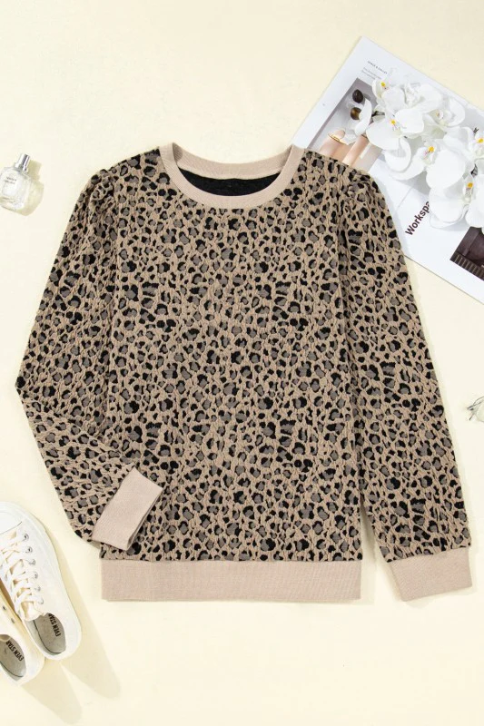 Plus Size Leopard Textured Long Sleeve Top - Image 2