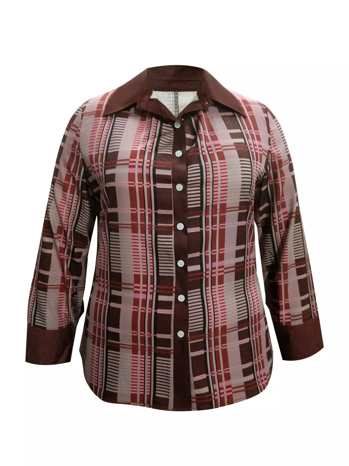 Plus Size Plaid Button-Down Shirt - Image 3