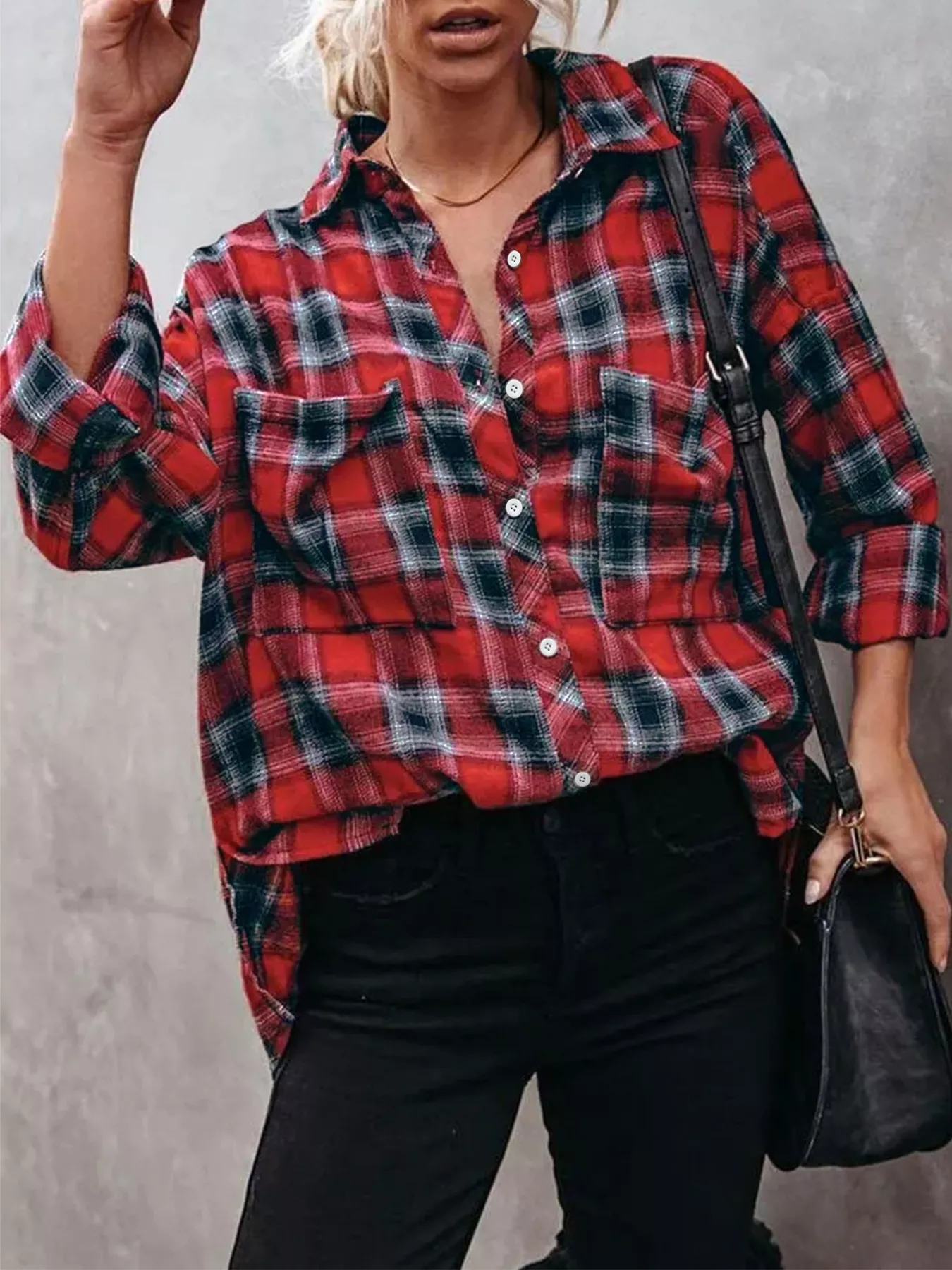 Plus Size Plaid Button-Down Shirt - Image 2