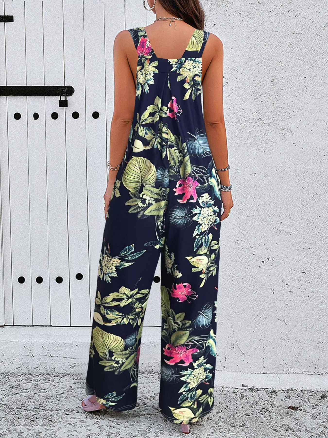 Plus Size Printed Wide Leg Jumpsuit - Image 5