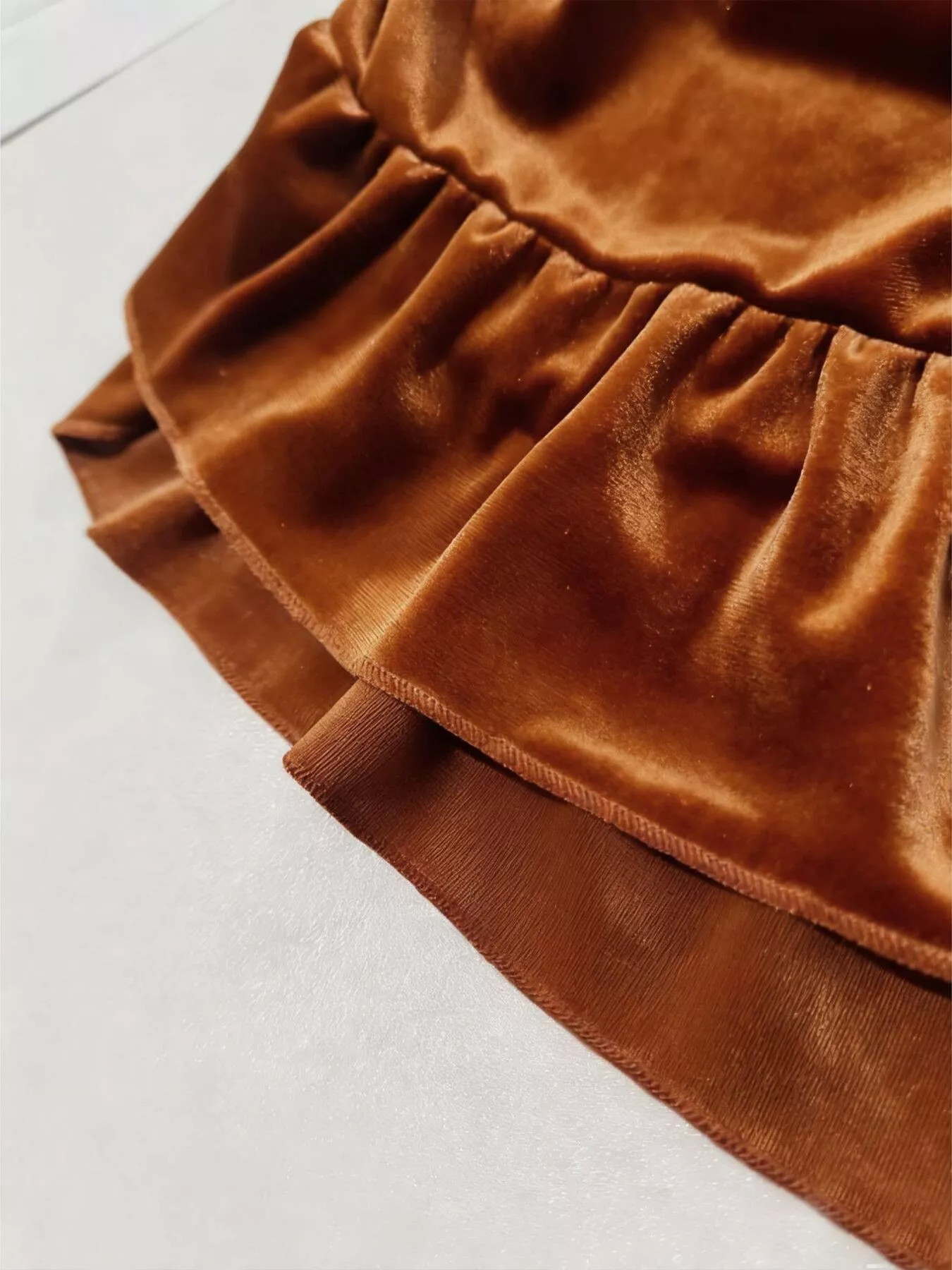 Plus Size Ruffled Velvet Elastic Waist Skirt - Image 3