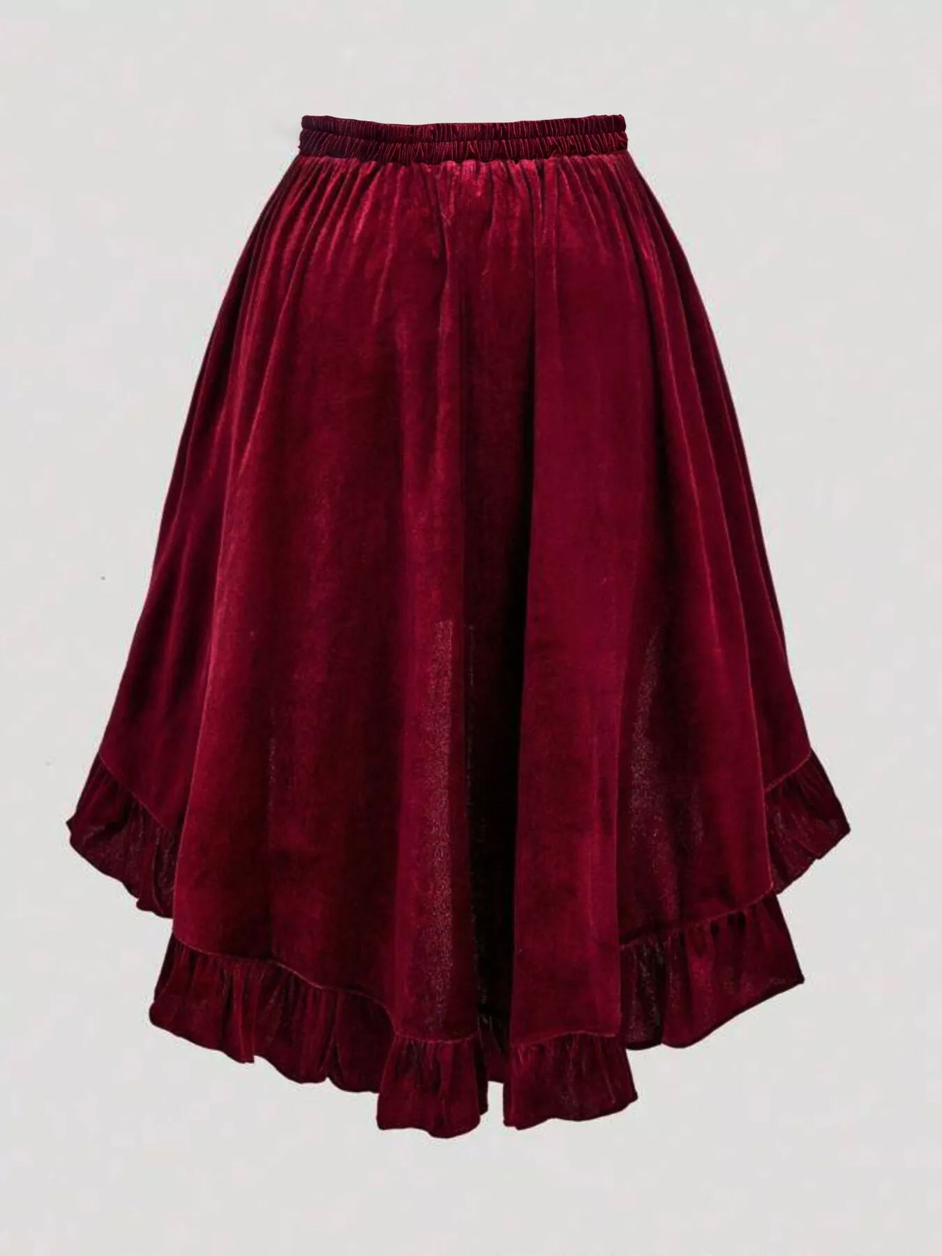 Plus Size Ruffled Velvet Elastic Waist Skirt - Image 7
