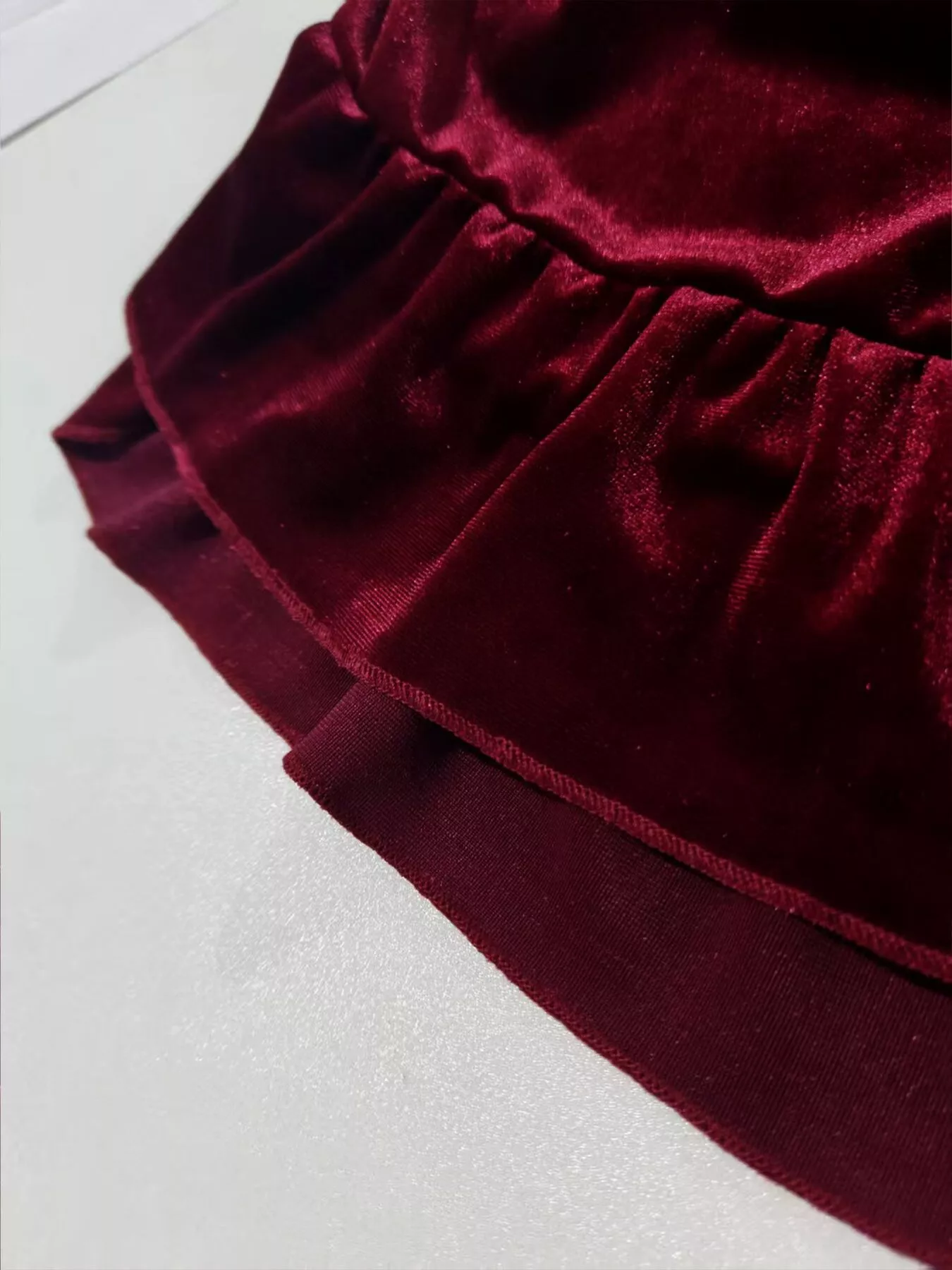 Plus Size Ruffled Velvet Elastic Waist Skirt - Image 9