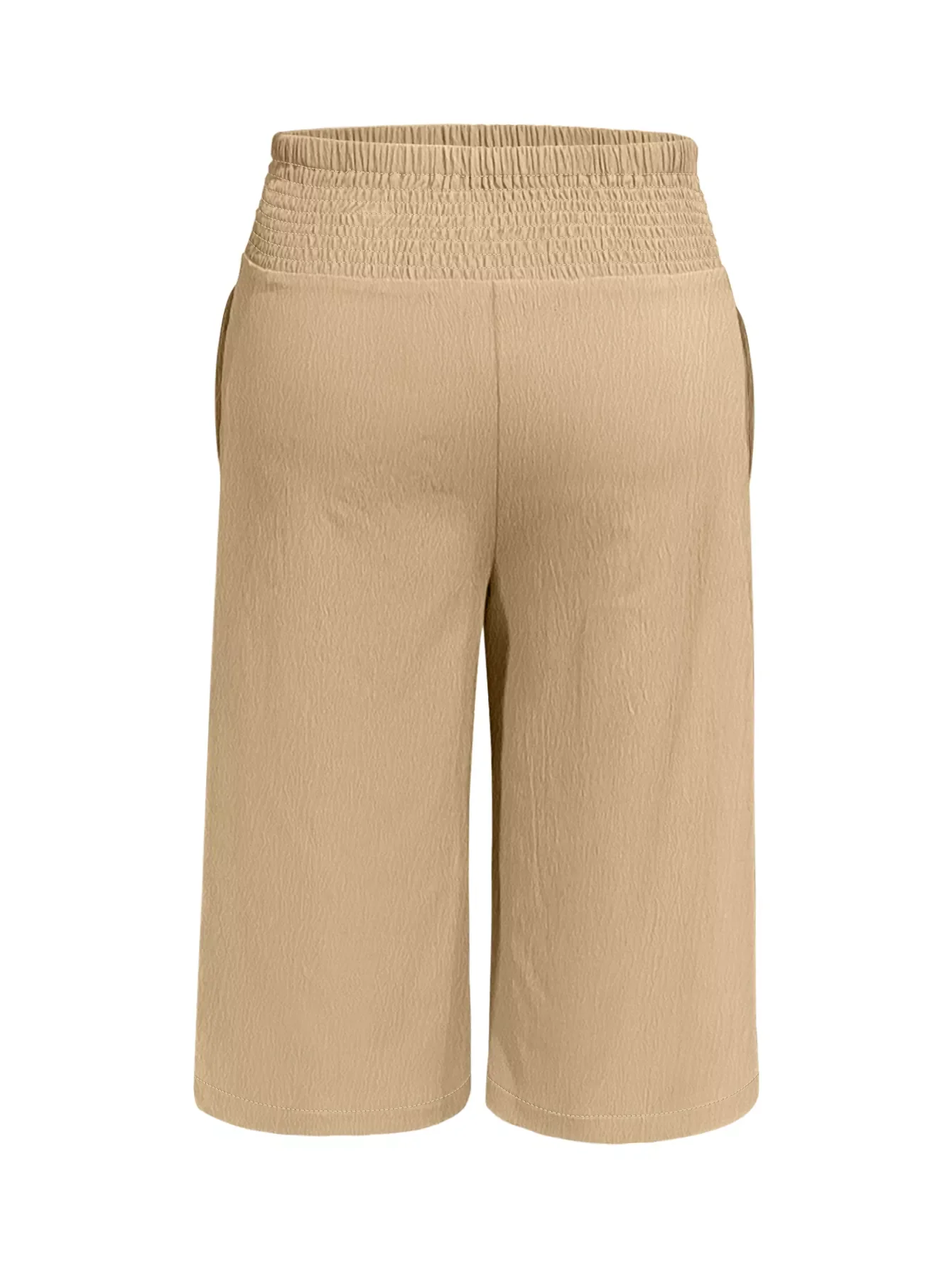 Plus Size Smocked Waist Cropped Wide Leg Pants - Image 3