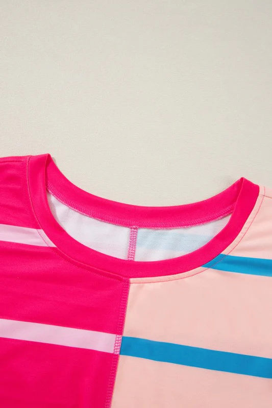 Plus Size Stripe Colorblock Long Sleeve Top - Image 6