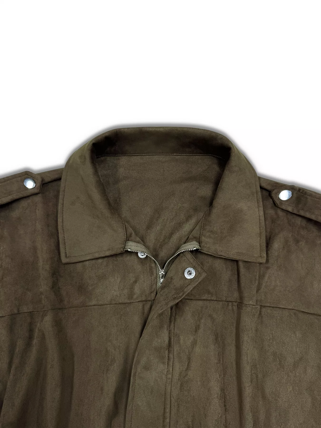 Plus Size Suede Cropped Bomber Jacket - Image 7