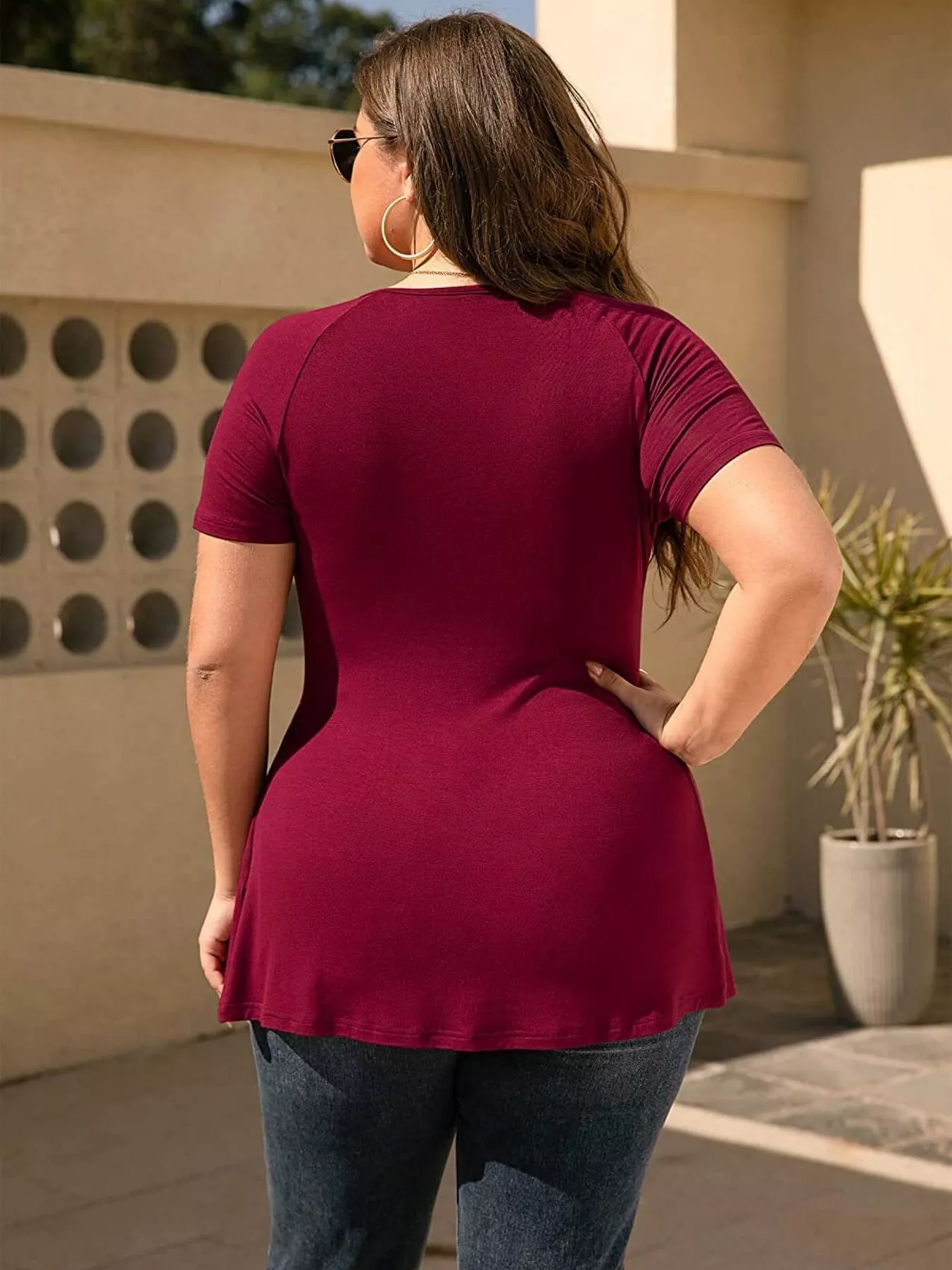 Plus Size Surplice Short Sleeve T-Shirt - Image 5