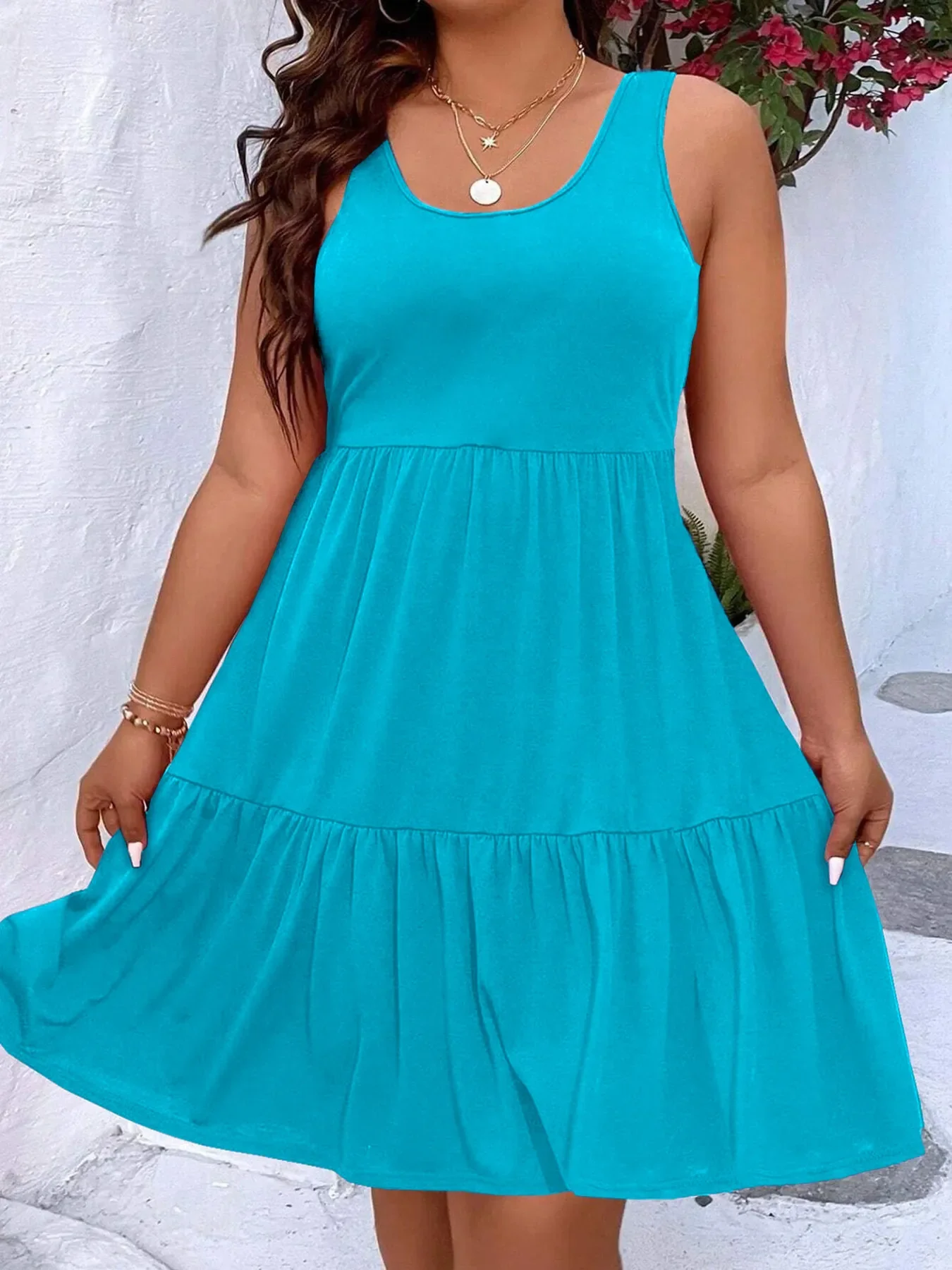 Plus Size Tiered Scoop Neck Tank Dress - Image 4