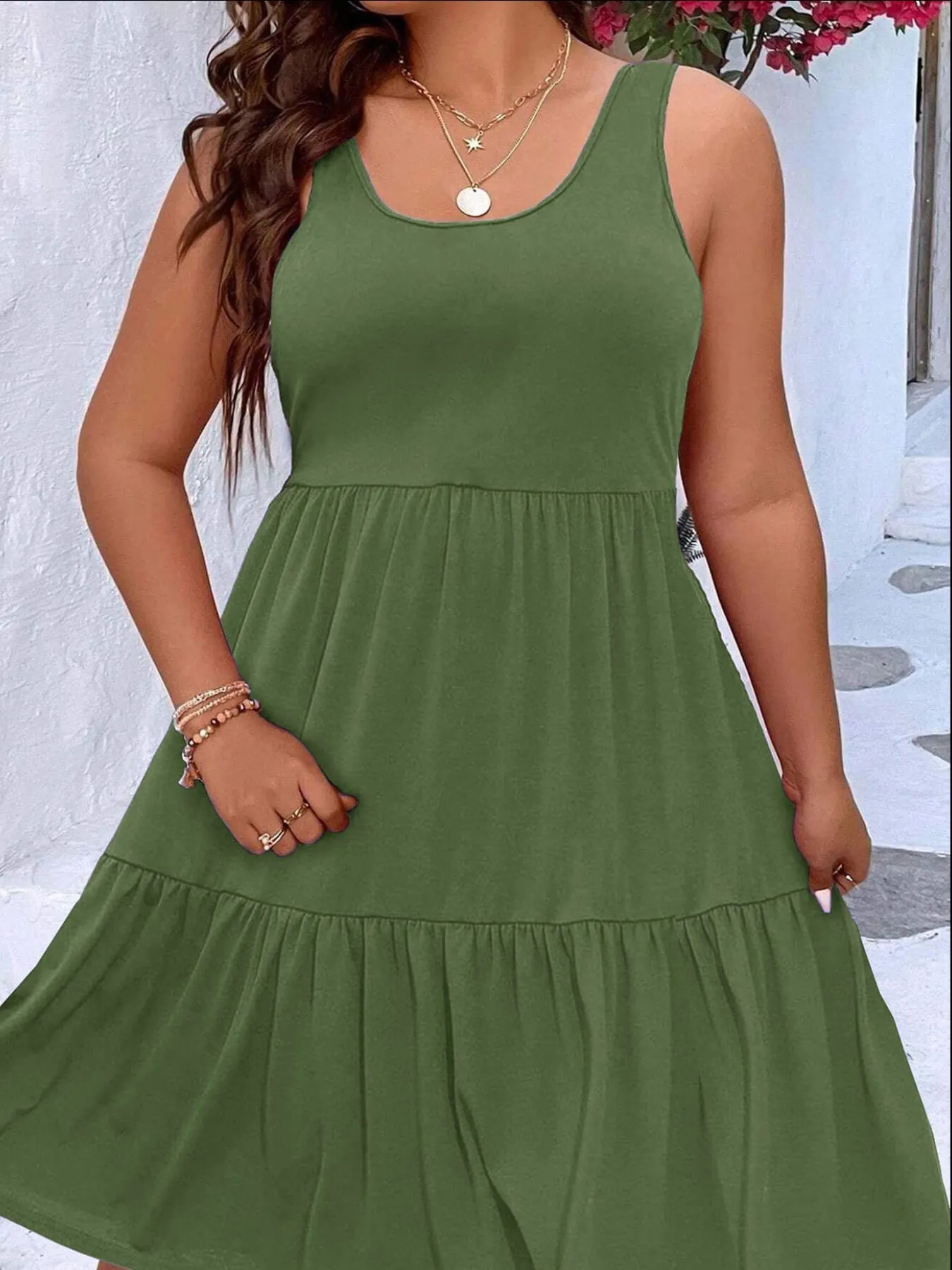 Plus Size Tiered Scoop Neck Tank Dress - Image 8