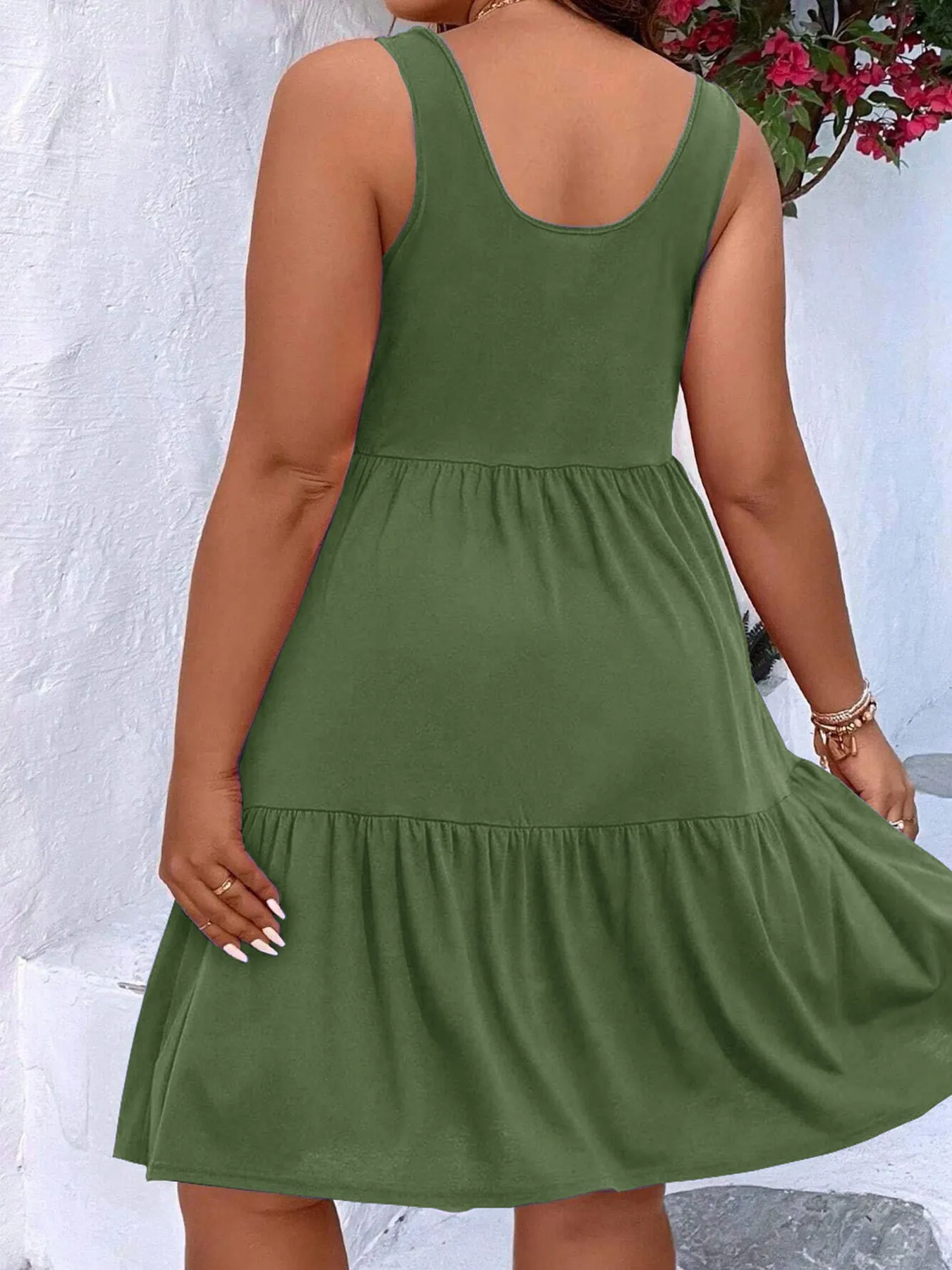 Plus Size Tiered Scoop Neck Tank Dress - Image 9