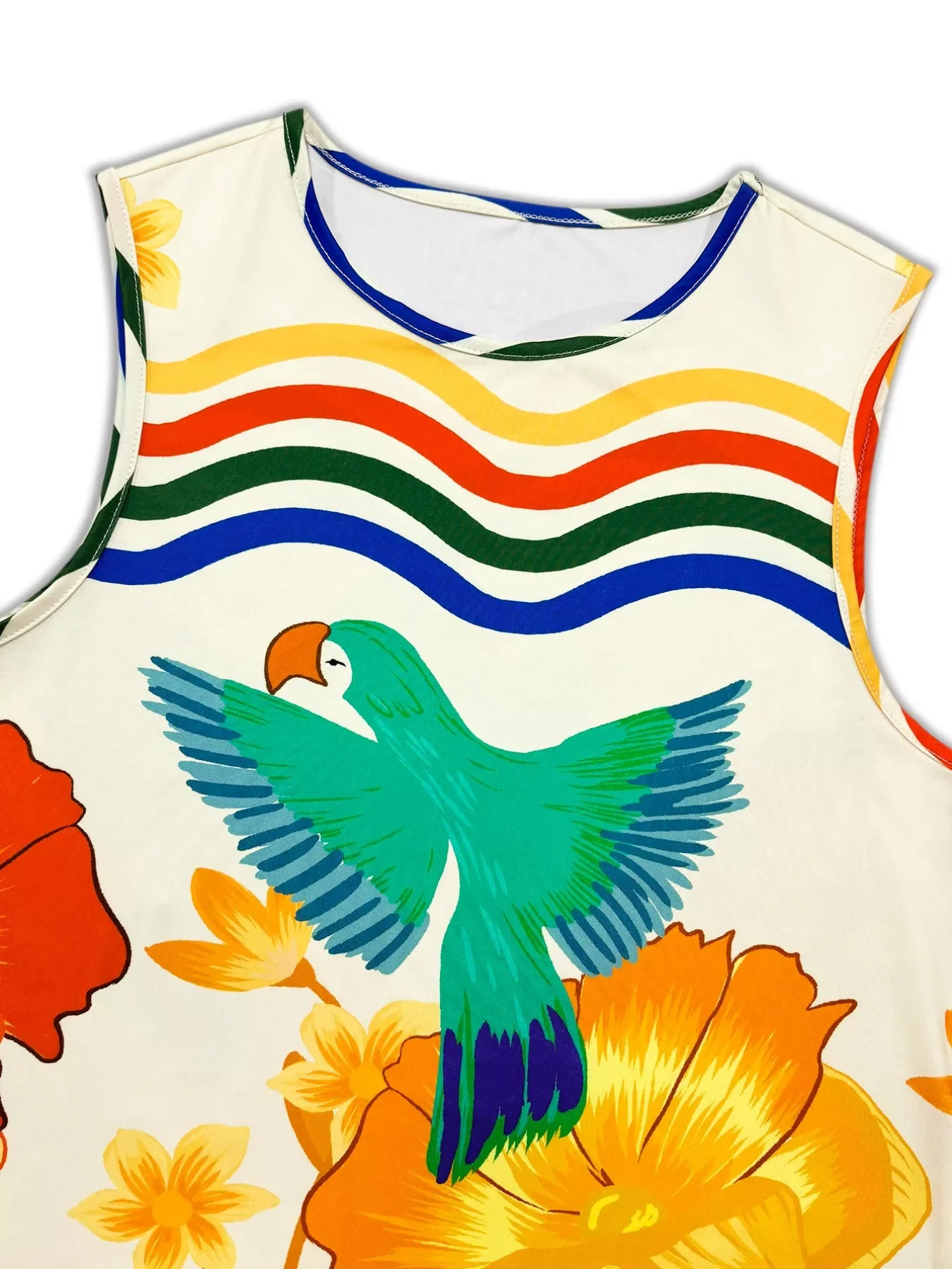 Plus Size Tropical Parrot Print Sleeveless Midi Dress - Image 9