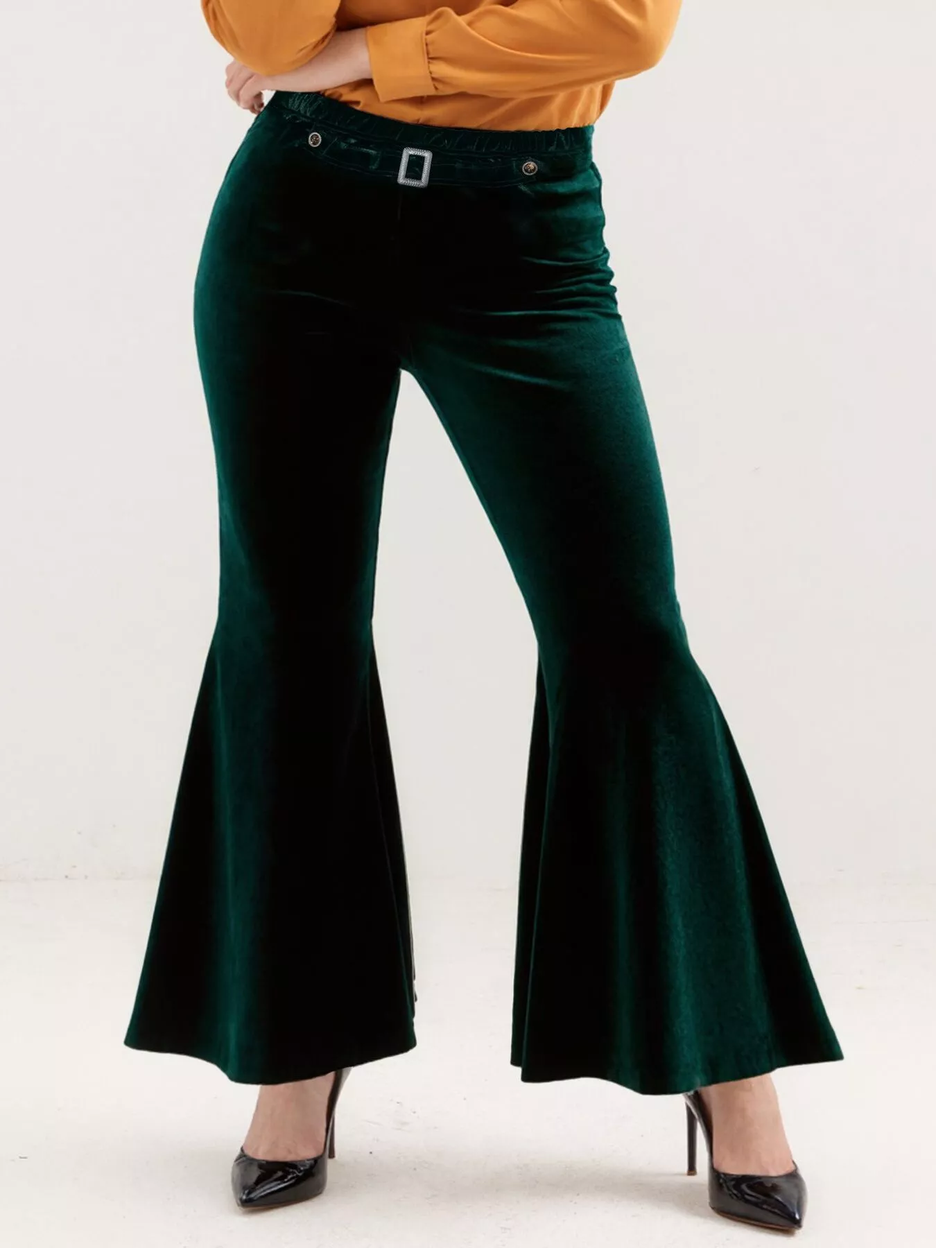 Plus Size Velvet Flared Pants