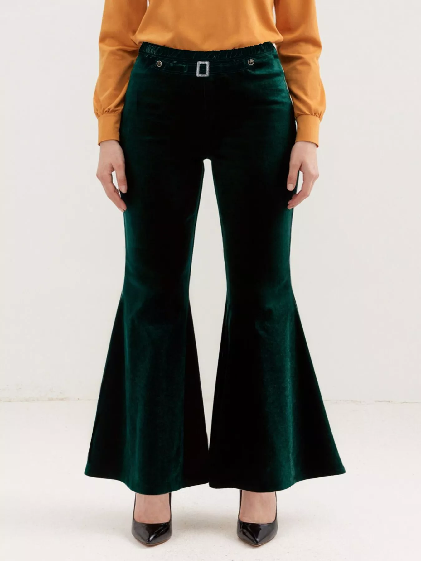 Plus Size Velvet Flared Pants - Image 2