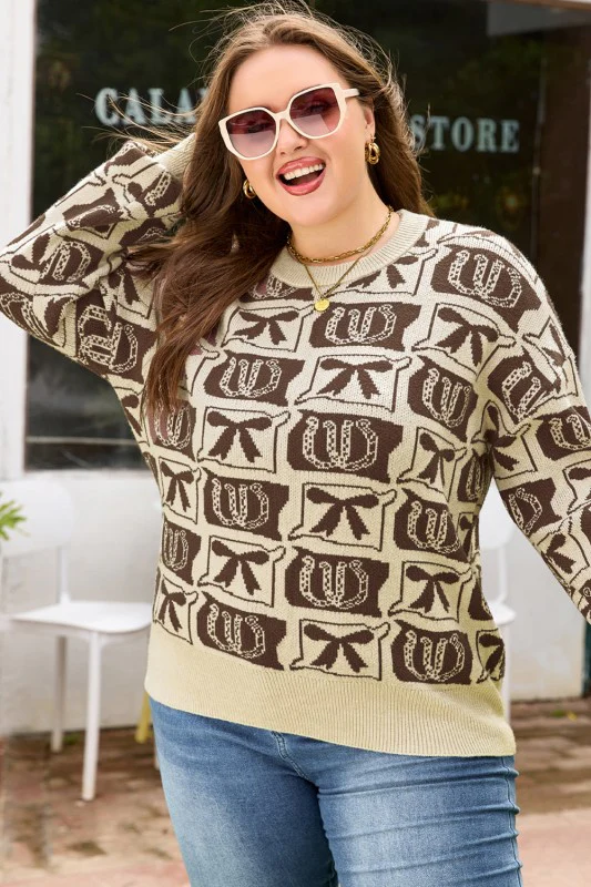Plus Size Western Bows & Horseshoes Long Sleeve Sw - Image 3