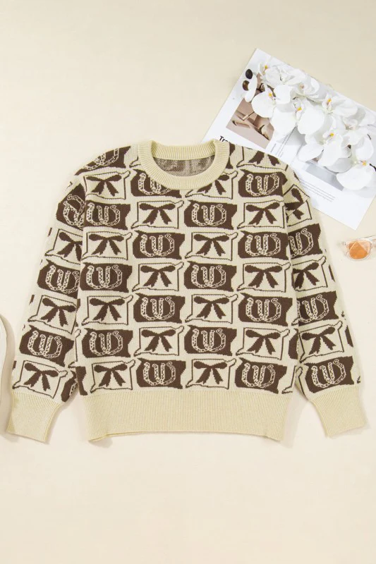 Plus Size Western Bows & Horseshoes Long Sleeve Sw - Image 6