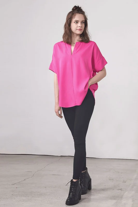 Plus  V-neckline Dolman Short Sleeve Blouse Top - Image 10