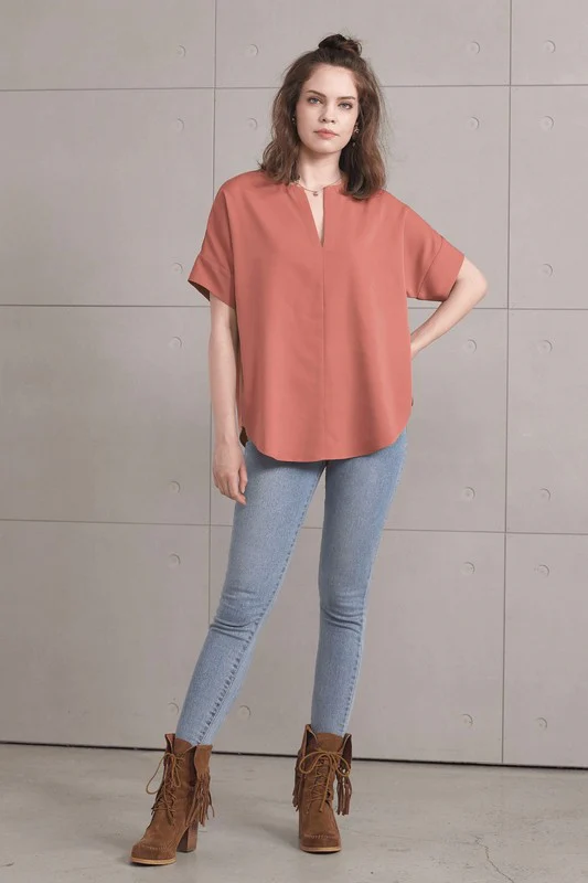 Plus  V-neckline Dolman Short Sleeve Blouse Top - Image 12