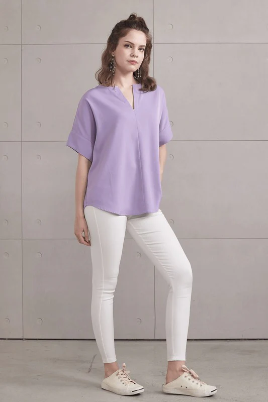 Plus  V-neckline Dolman Short Sleeve Blouse Top - Image 14