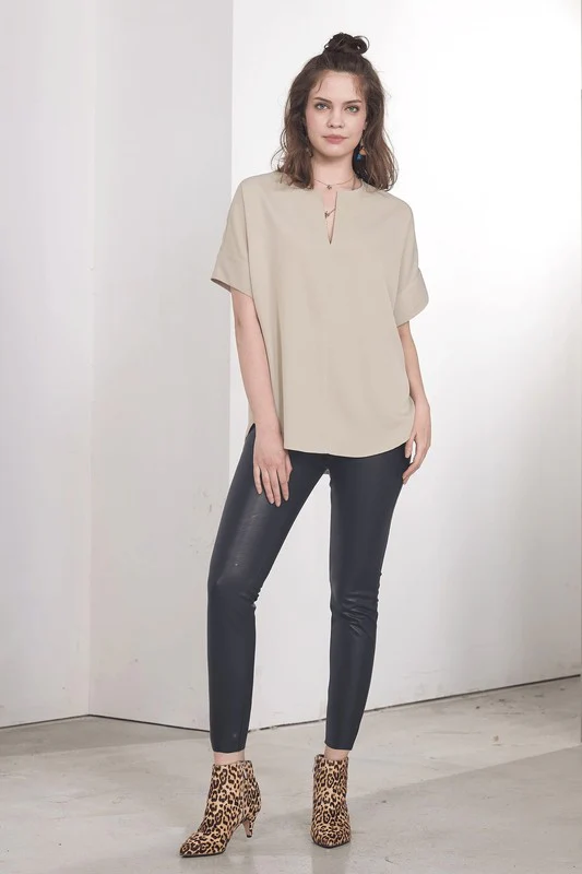 Plus  V-neckline Dolman Short Sleeve Blouse Top - Image 2