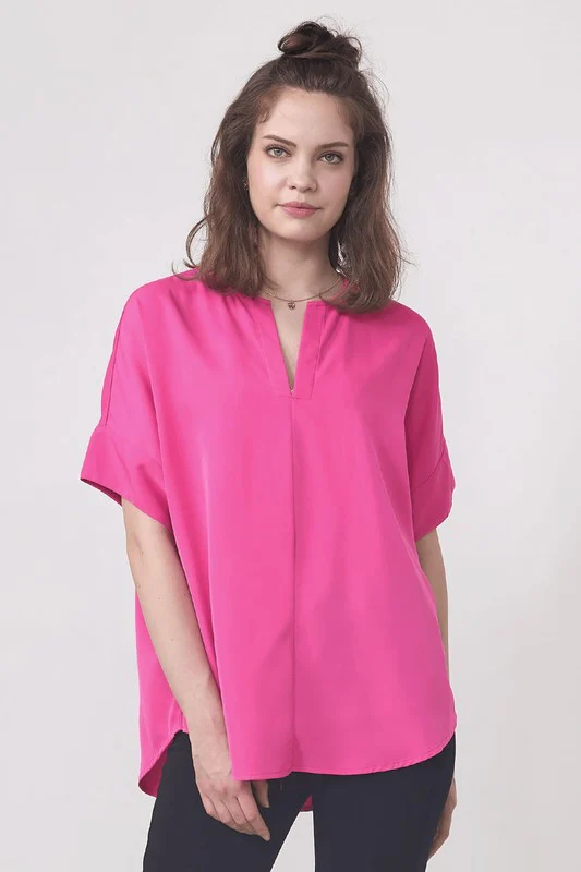 Plus  V-neckline Dolman Short Sleeve Blouse Top - Image 9