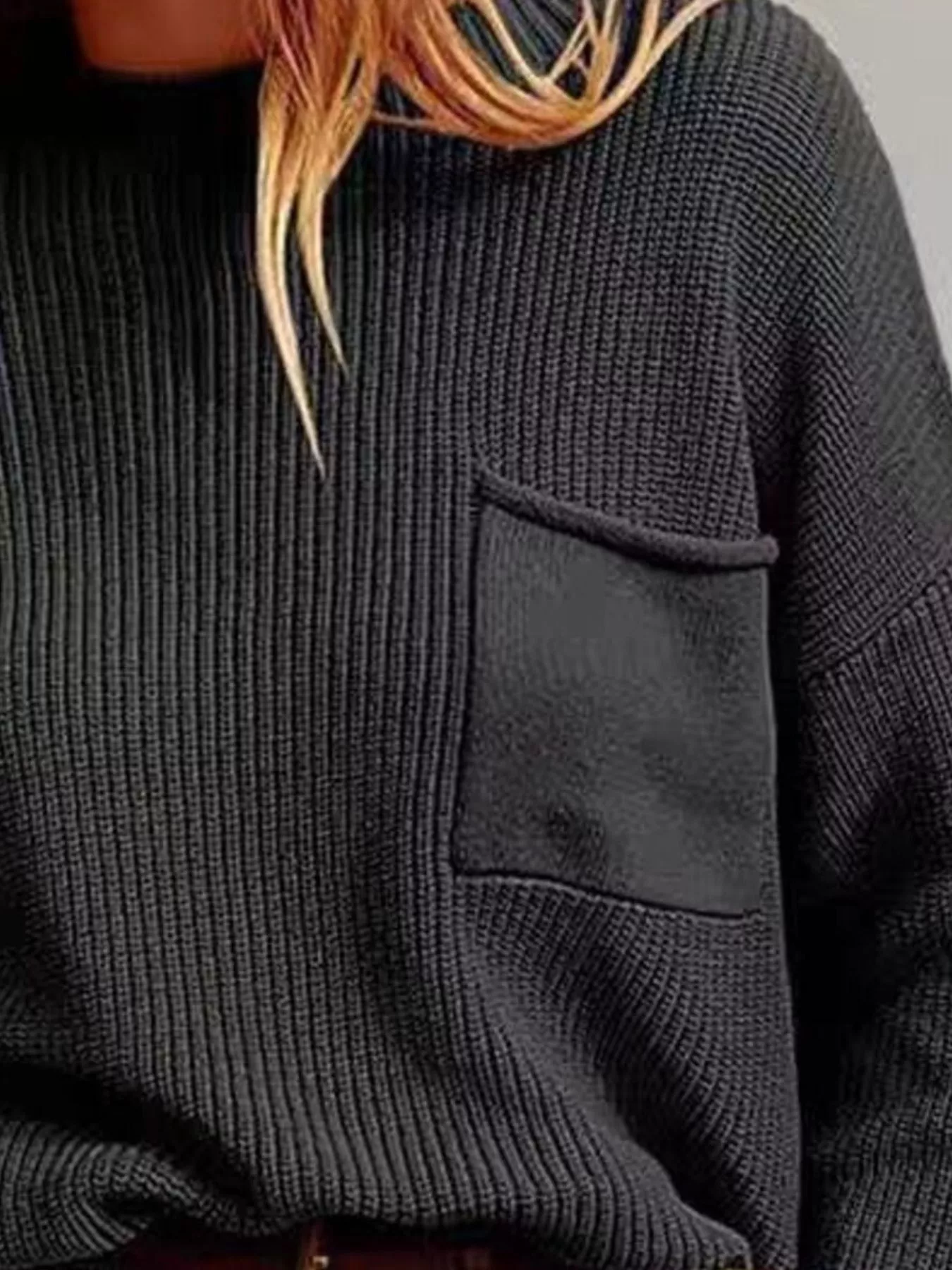 Pocket Detail Dropped Shoulder Sweater - Image 6