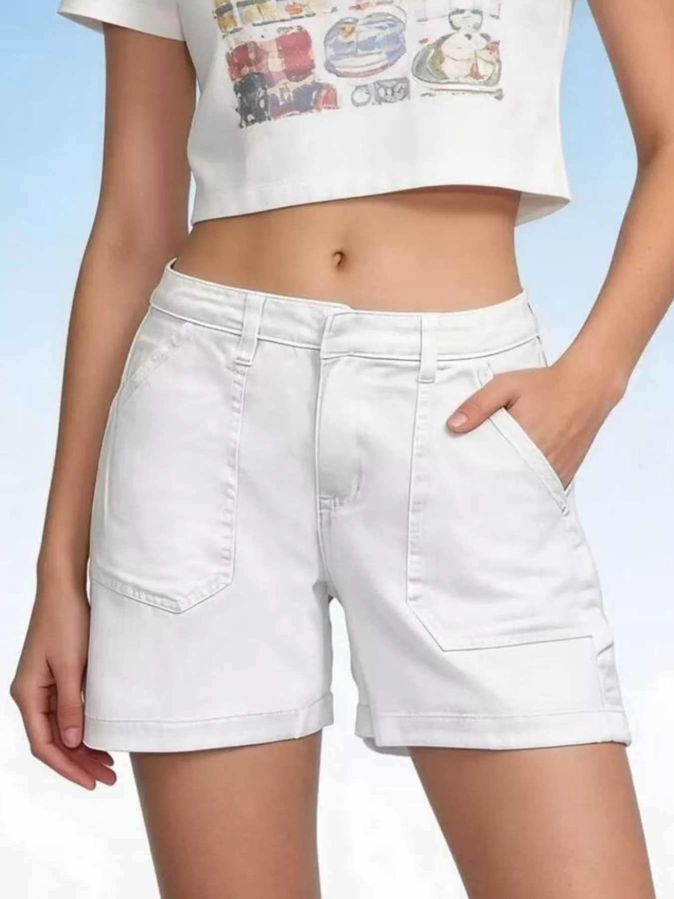 Pocketed Denim Shorts
