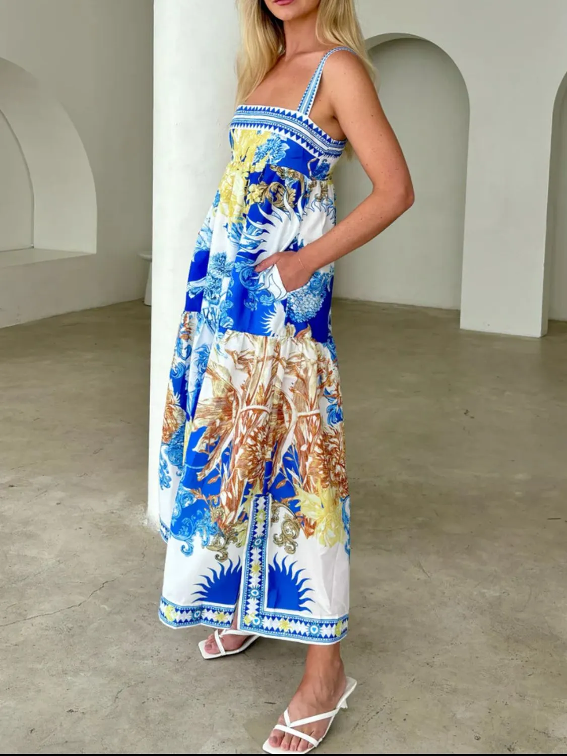 Pocketed Printed Sleeveless Cami Dress - Image 13