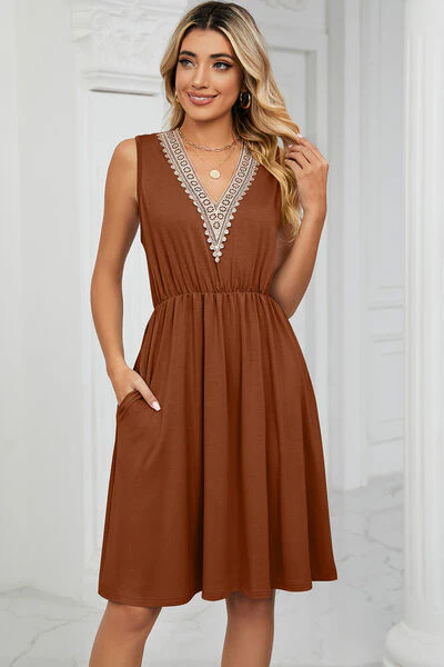 Pocketed V-Neck Wide Strap Dress - Image 23