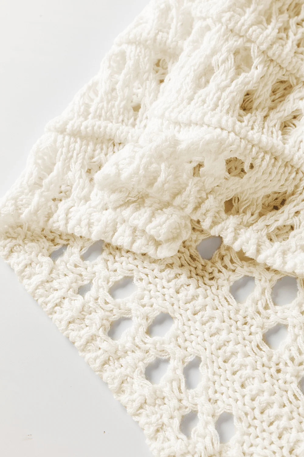 Pointelle Knit Puff Sleeve Sweater - Image 9